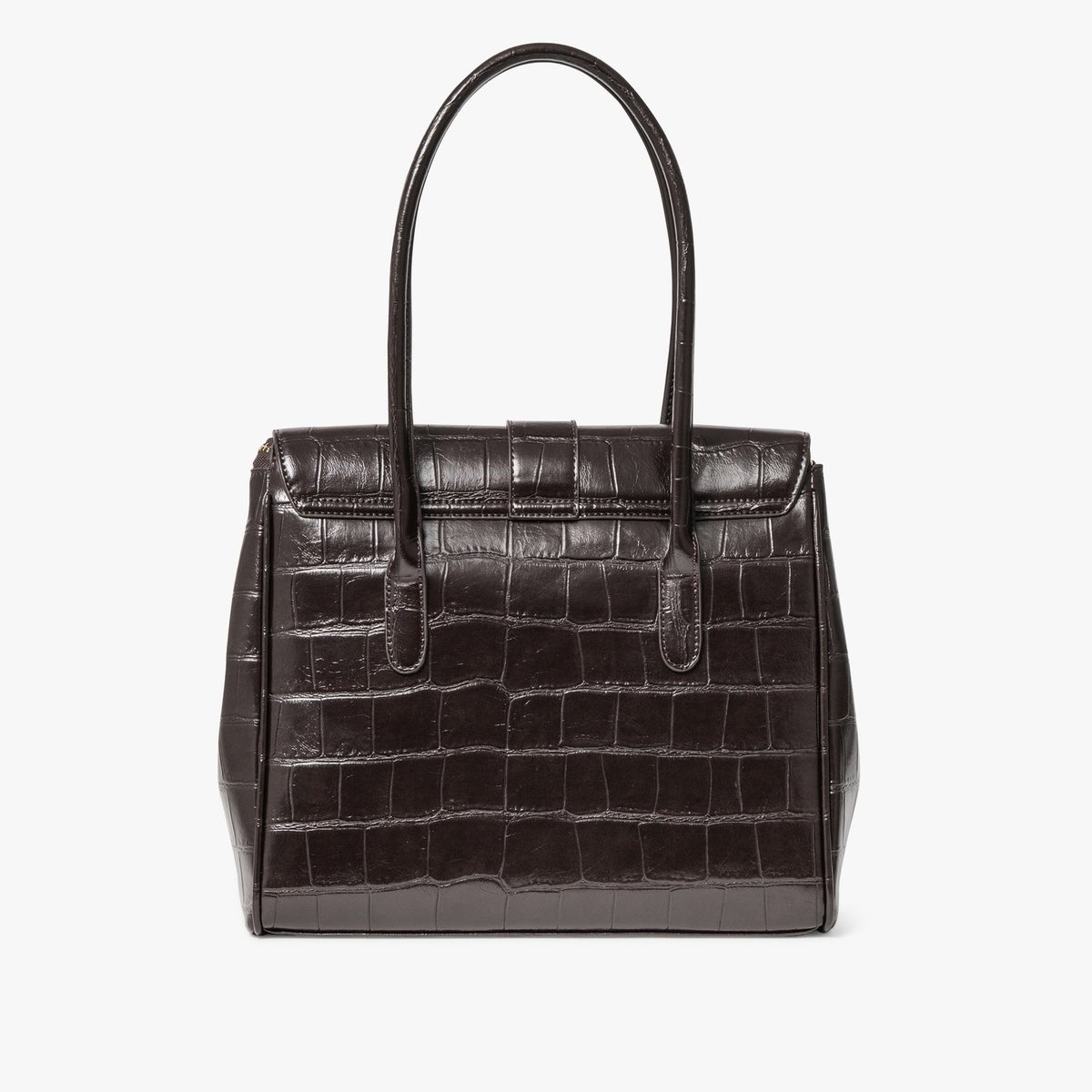 Sac À Main MADELEINE grand sac à main boucle serpent marron fonce, BOCAGE