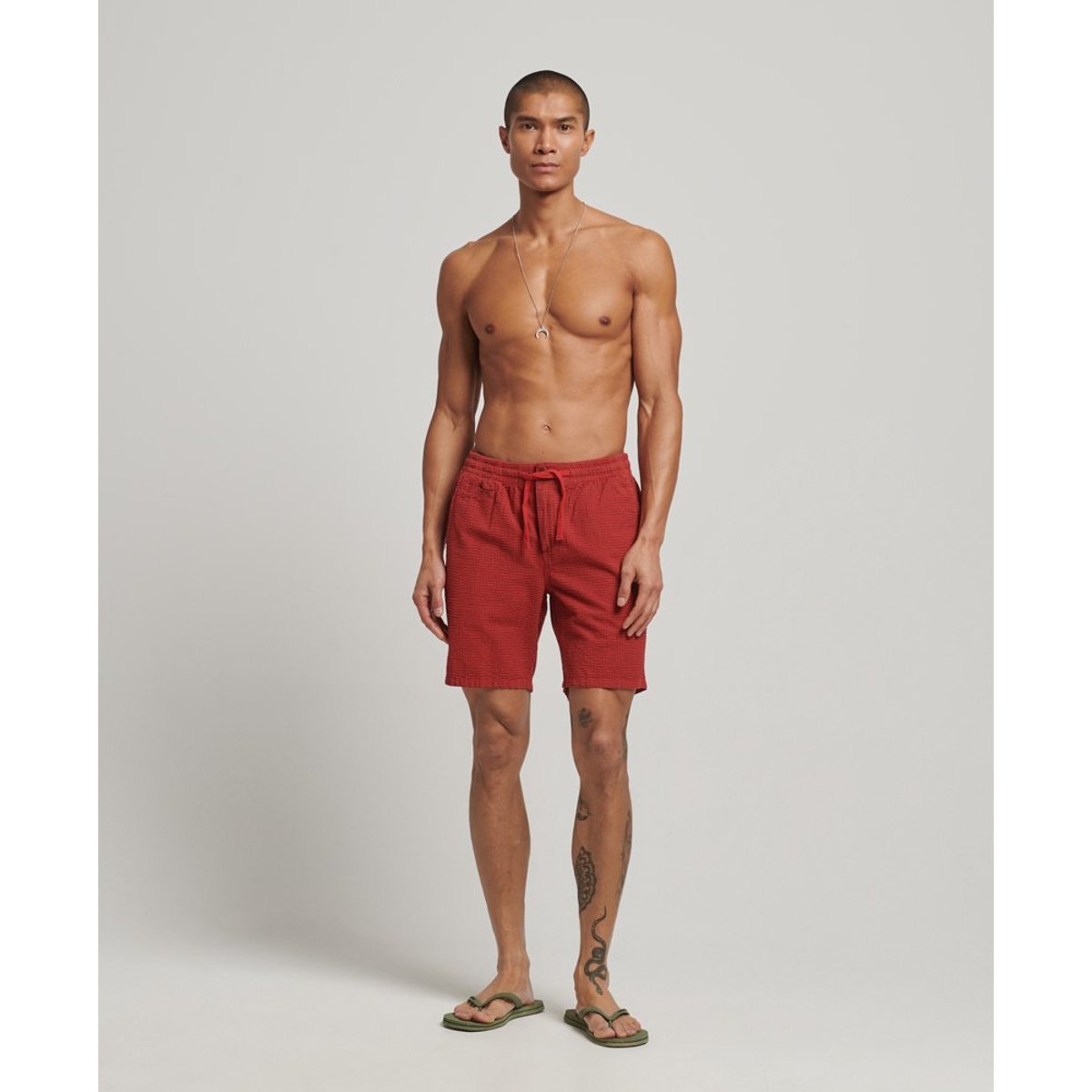 Short rayé en coton micro carreaux, SUPERDRY