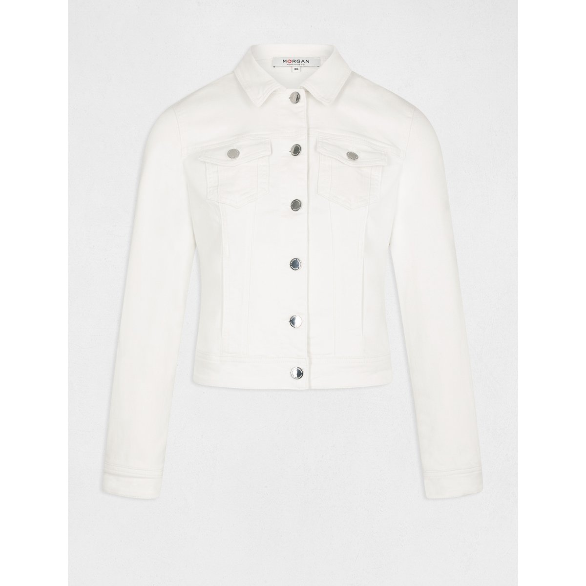 Veste droite boutonnée en jean ecru, MORGAN