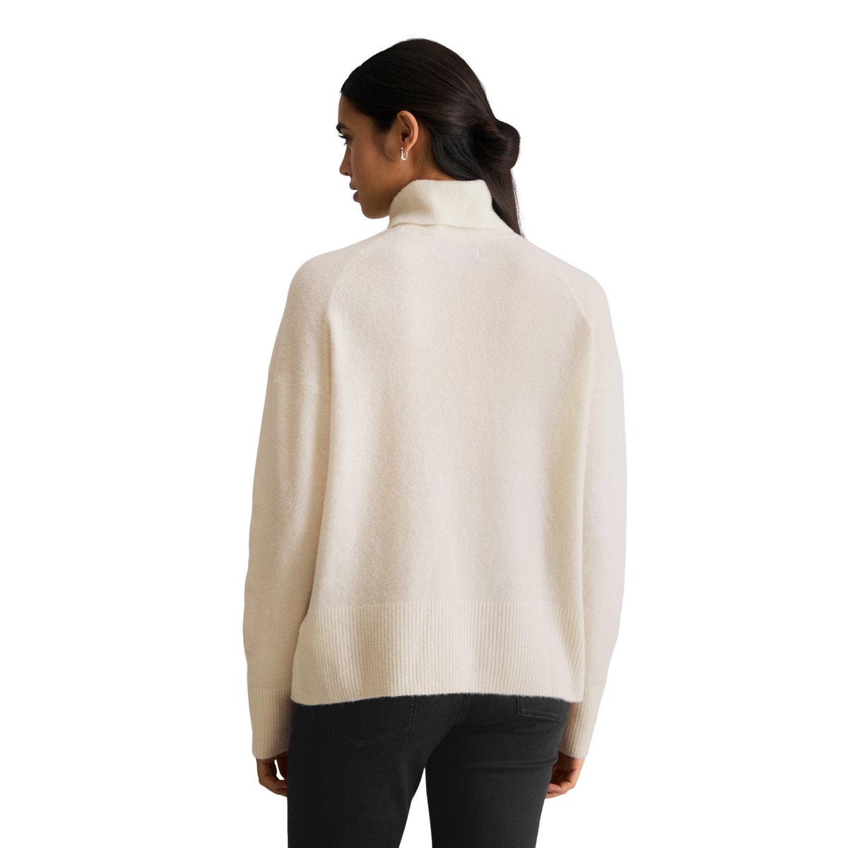 Pull à col roulé ample en mélange de laine vierge douce blanc, MARC O’POLO DENIM