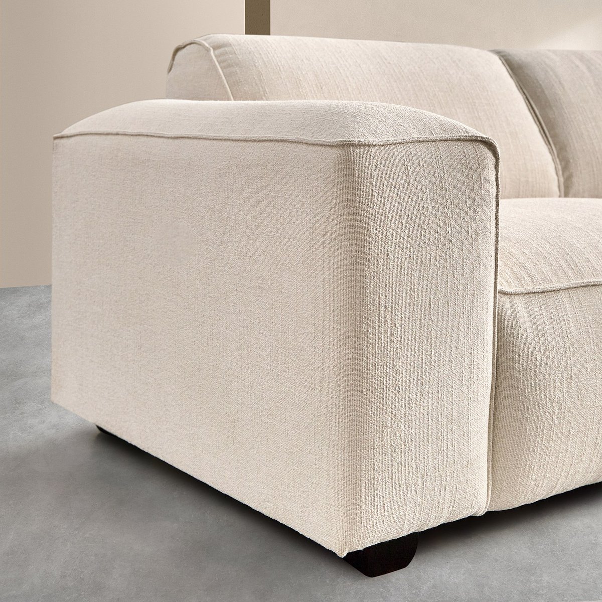 Canapé d'angle en tissu bouclette courte POSADA ll ivoire, HABITAT
