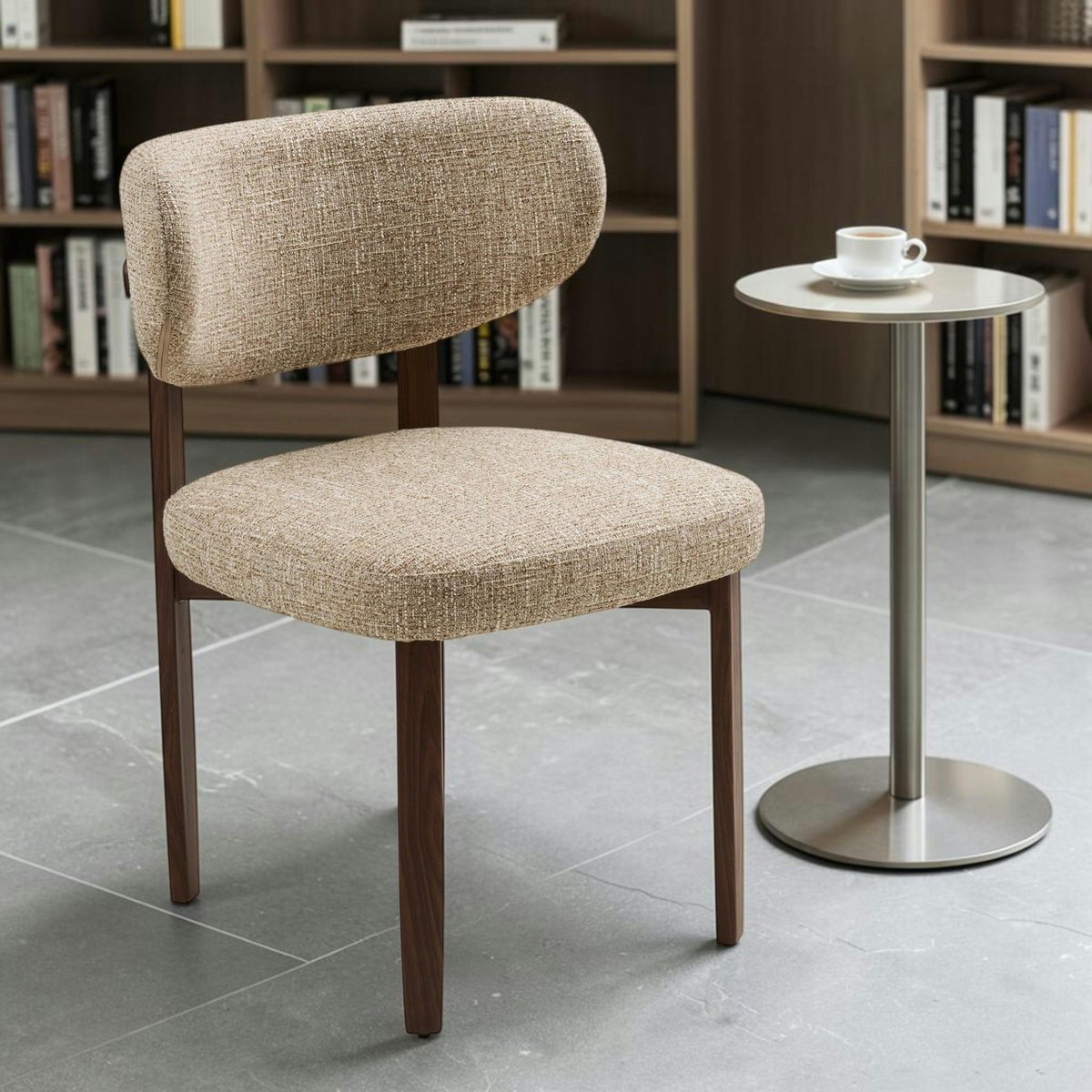 Chaise en tissu polyester chiné (lot de 2) MONTREUX brun clair, PIER IMPORT