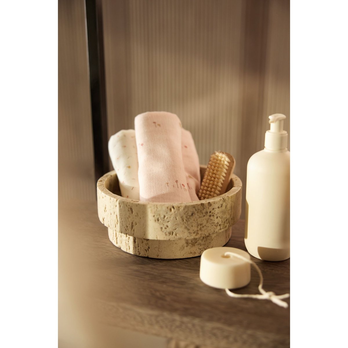 Lot de 3 gants de toilette gaze de coton rose pretty picnic, JOLLEIN