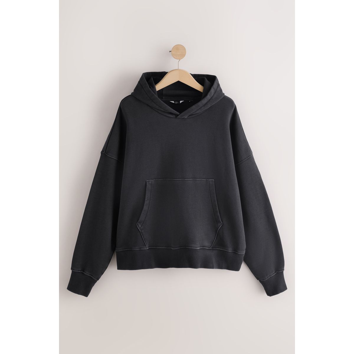 Sweat à capuche épais coupe carrée edit noir, NEXT