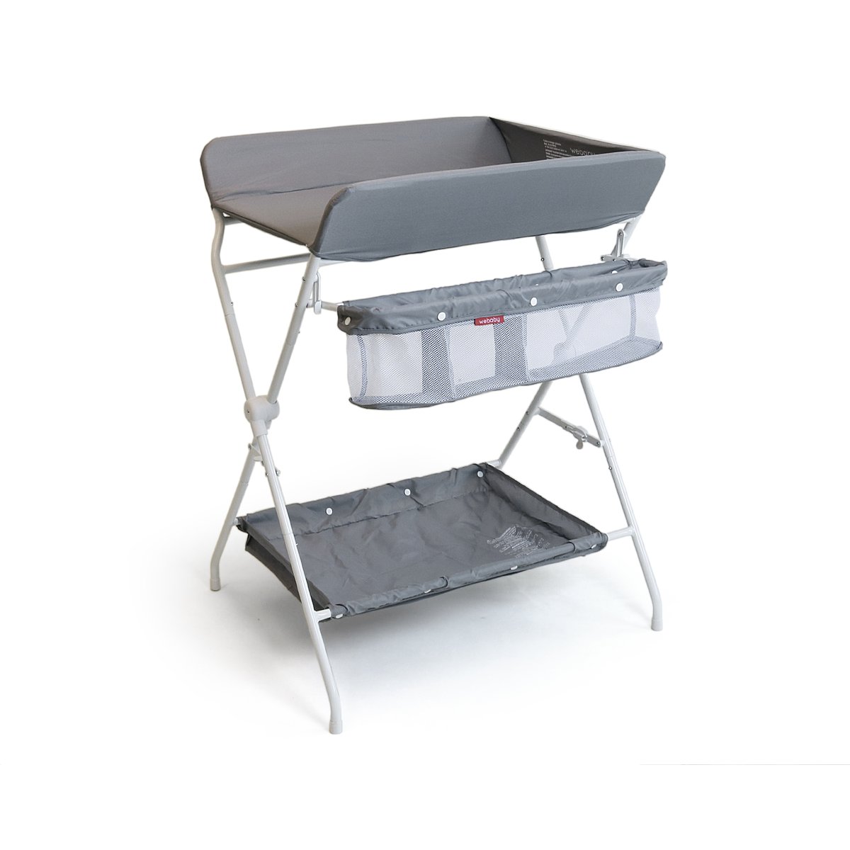 Table à langer pliante en acier MIO gris et blanc, WEBABY