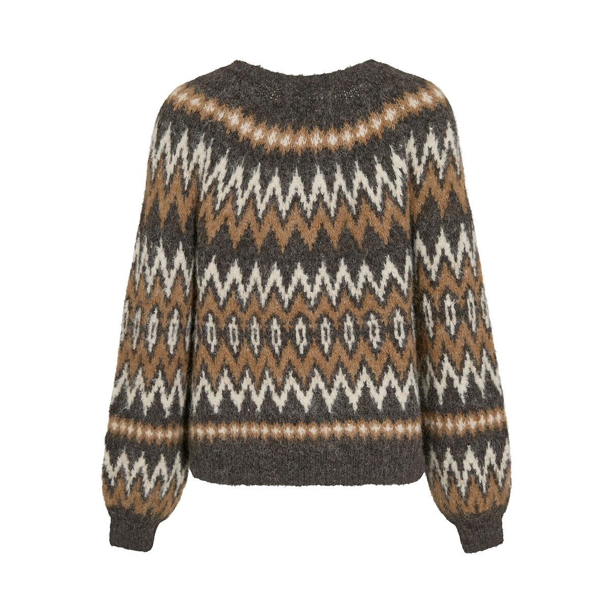 Pull manches longues imprimé jacquard imprimé gris foncé, VILA