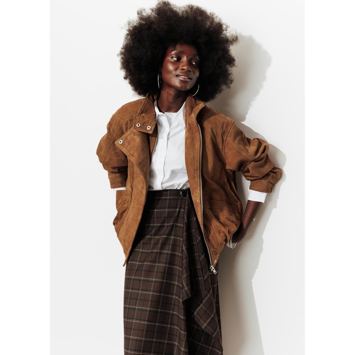 Blouson 100% cuir suédé camel, PROMOD