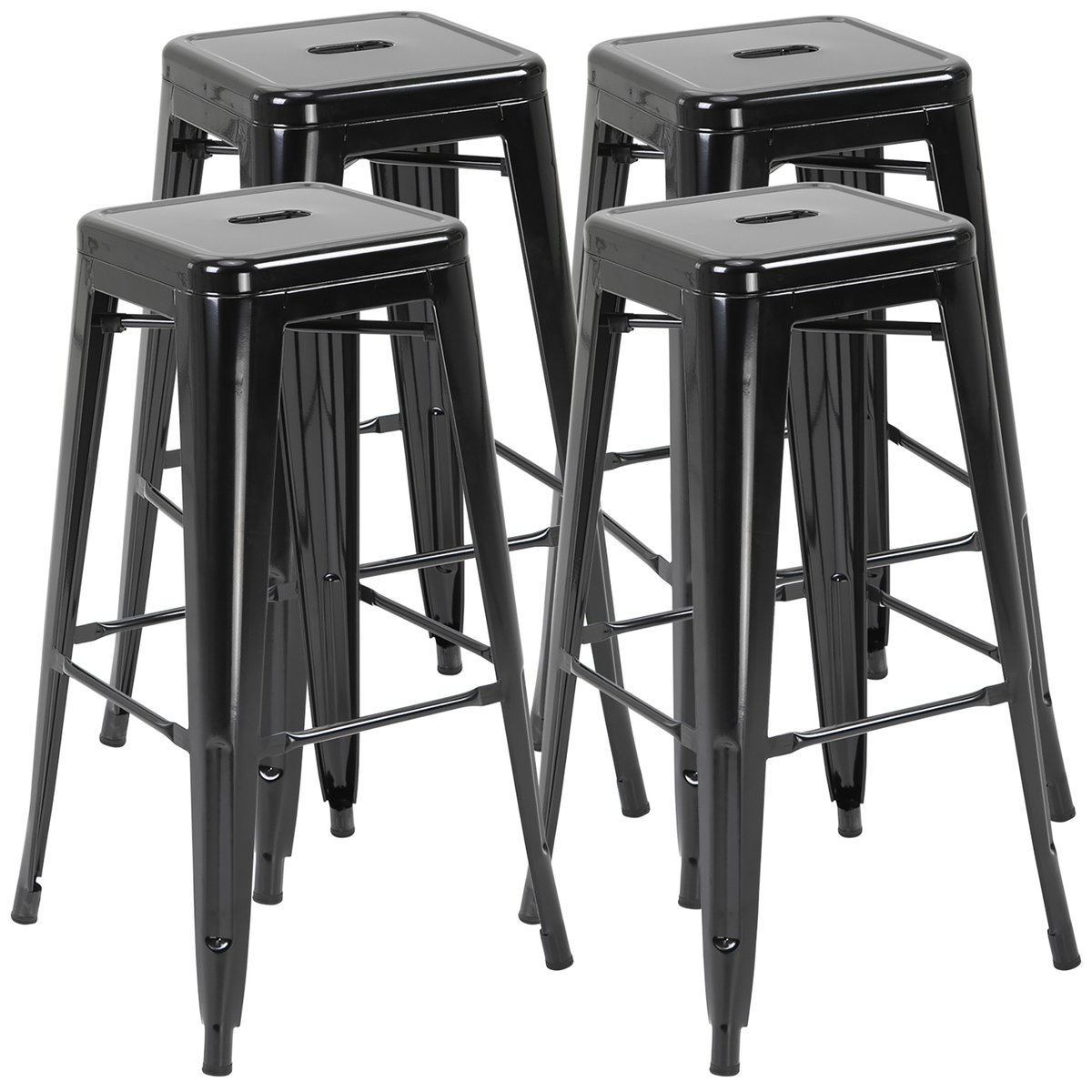 Tabouret de bar Métal Noir noir, HOMCOM