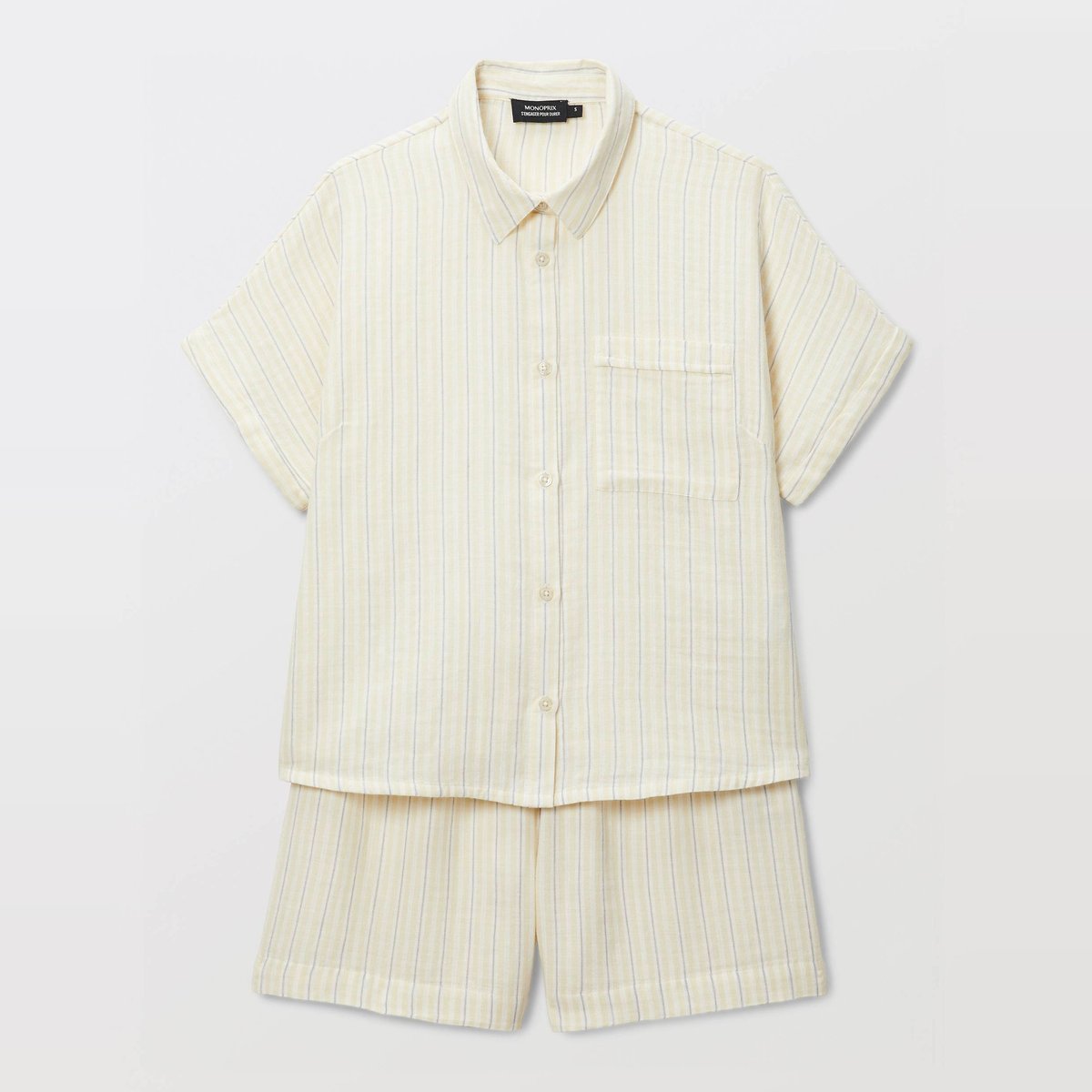 Pyjashort rayé en coton beurre, MONOPRIX