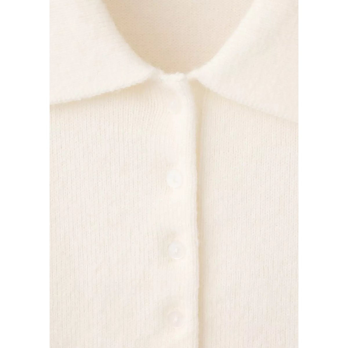 Pull-over maille col polo écru, MANGO