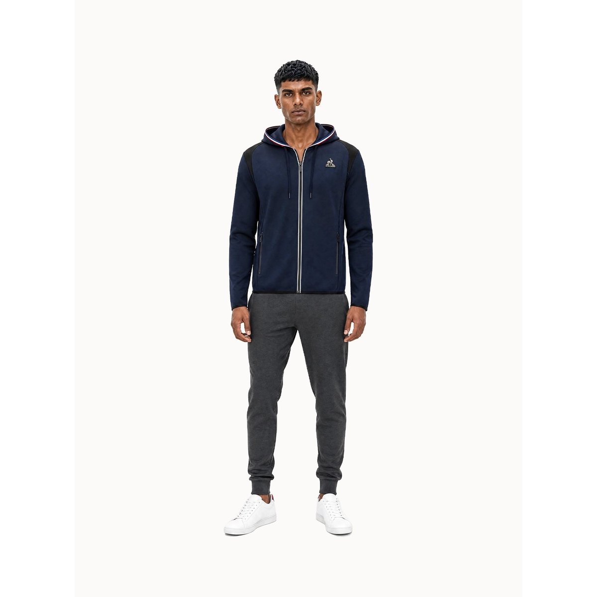 Veste zippée à capuche Coq d'Argent en jersey effet piqué Coq d'argent blue, LE COQ SPORTIF