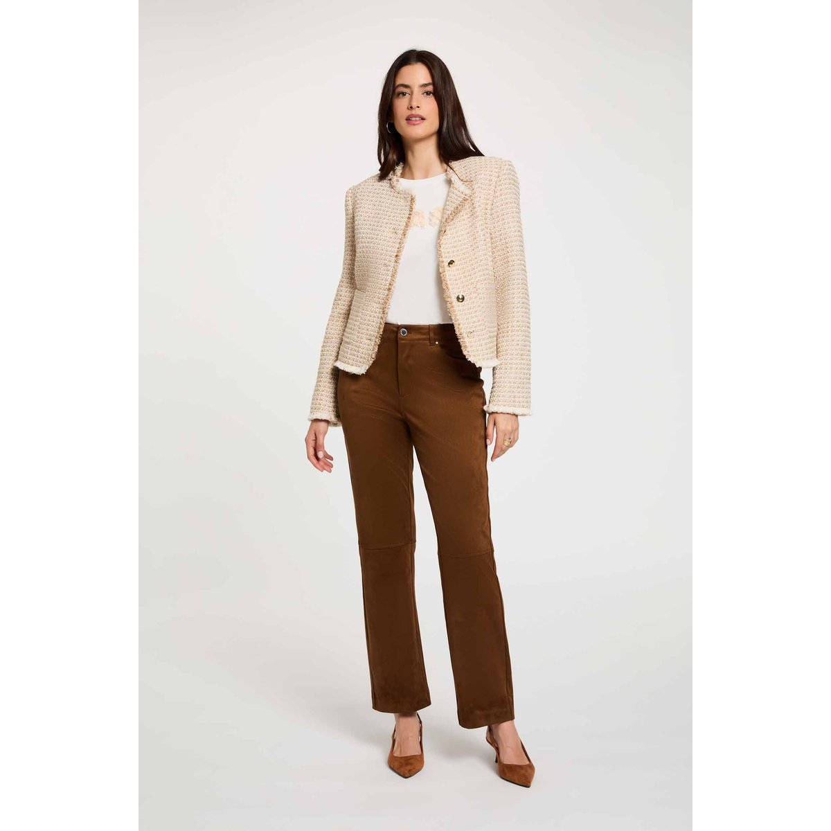 Veste tweed cropped multicolore, MORGAN