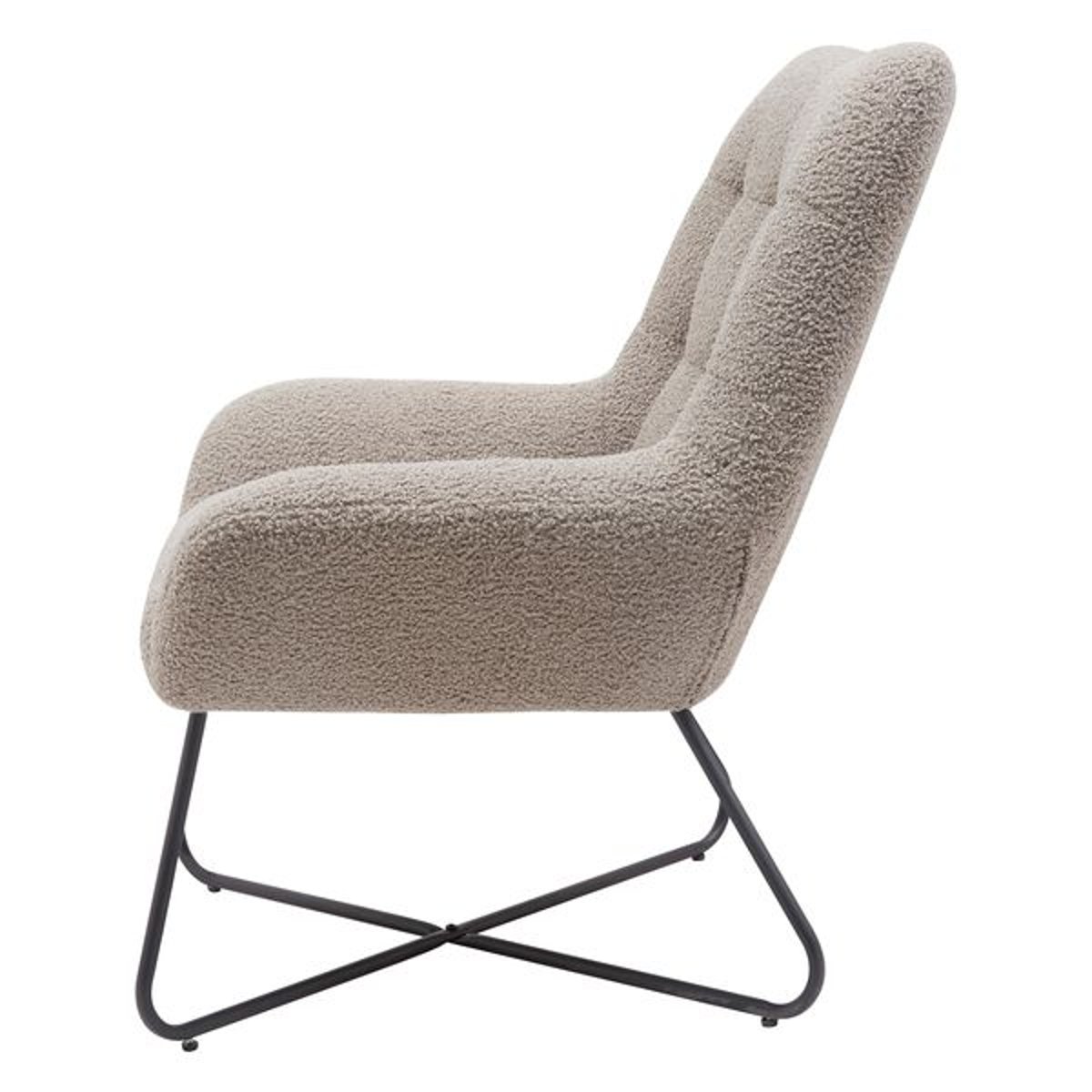Fauteuil tissu effet laine bouclette gris foncé taupe, ZAGO