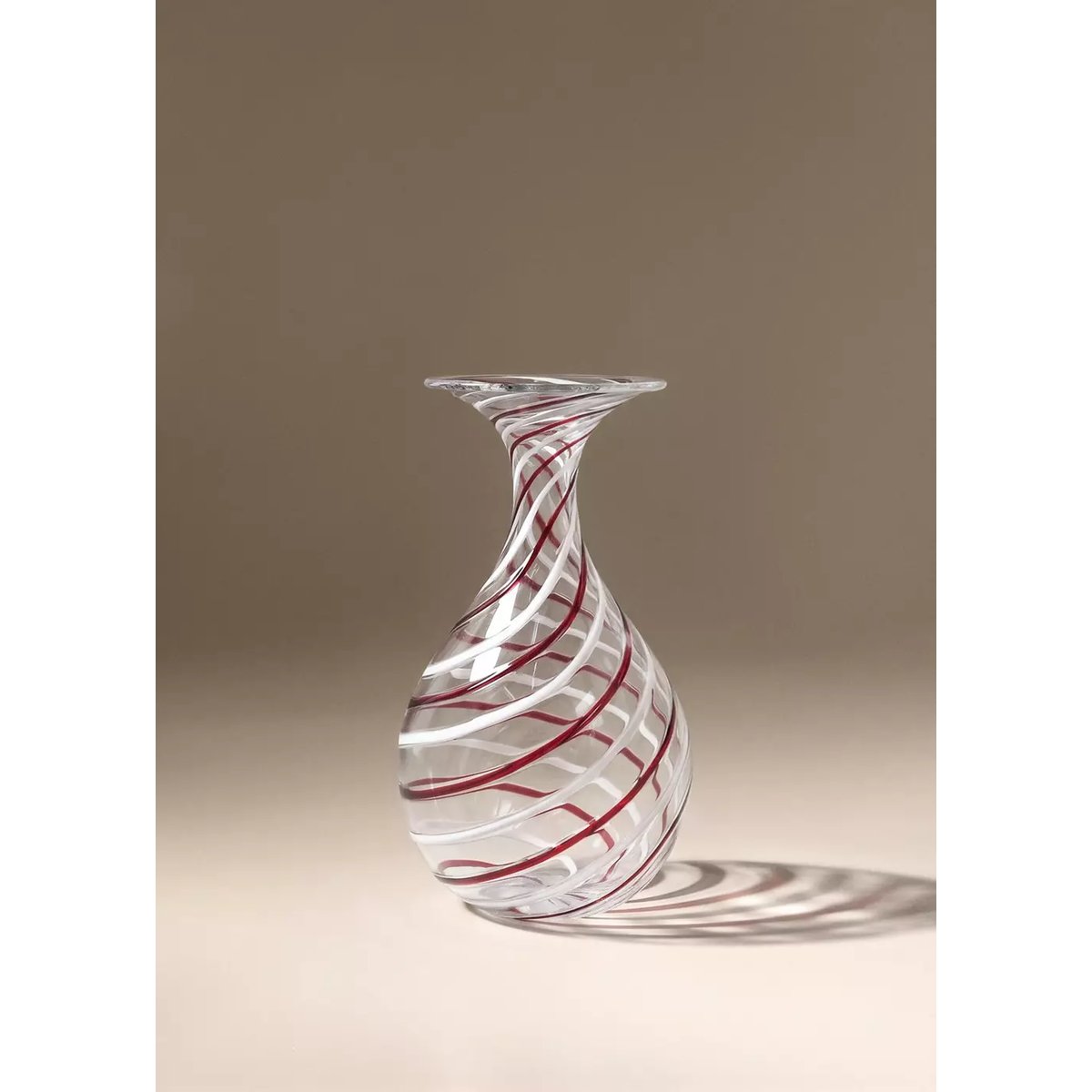 Grand vase en verre à rayures rouge, MANGO HOME