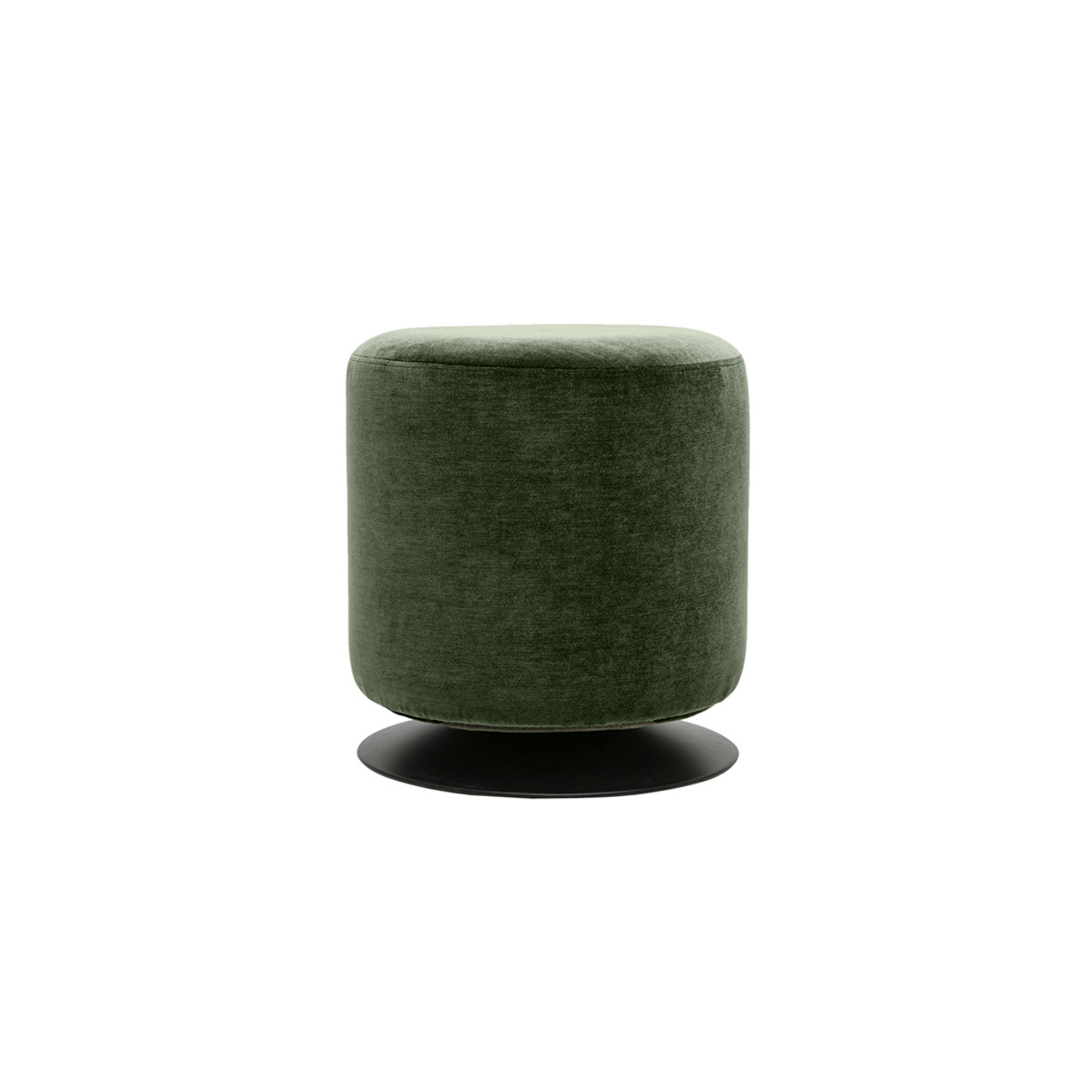 Pouf rond pivotant en tissu effet velours texturé terre brûlée et métal D39.5 cm VOLNAY kaki, MILIBOO