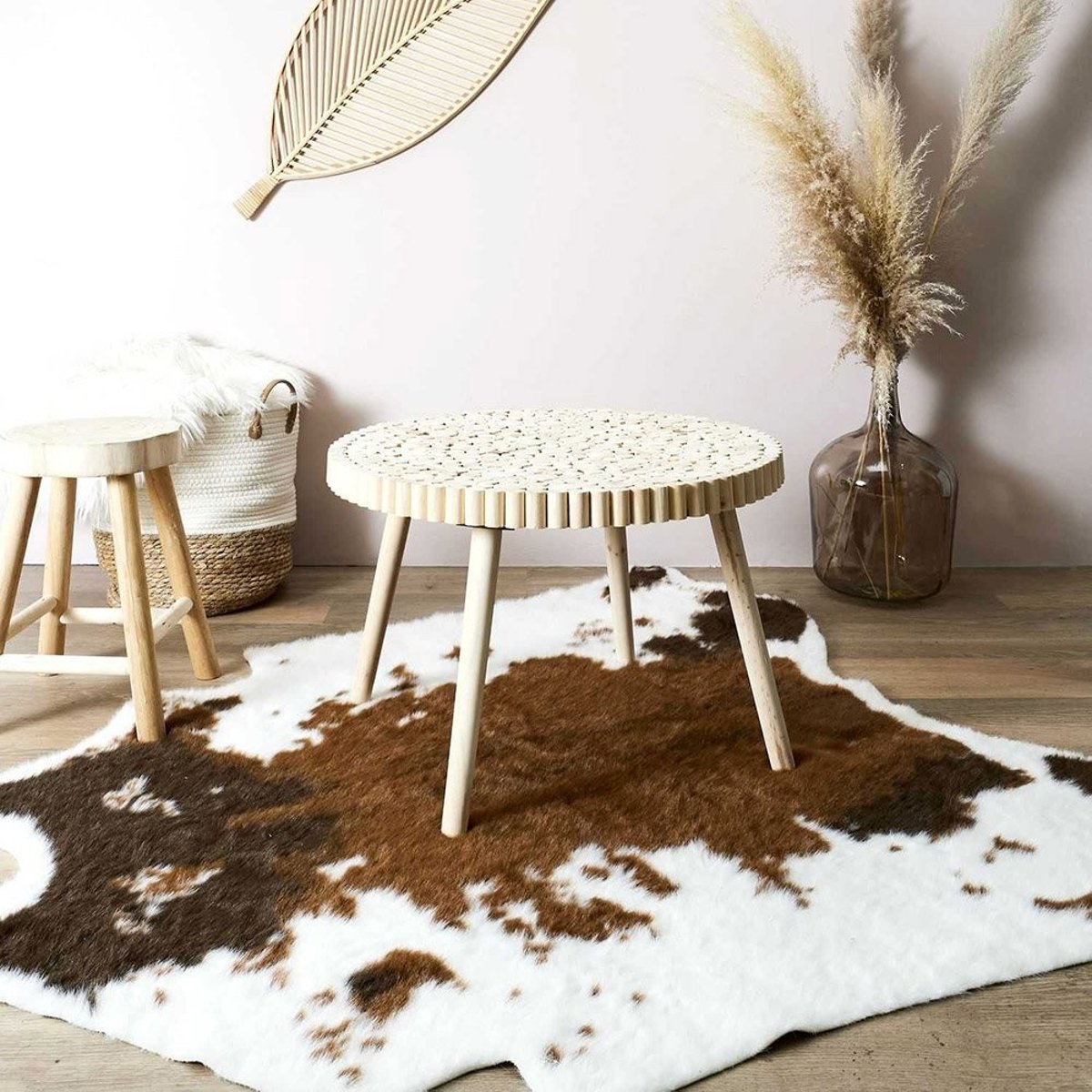Table basse rondin beige, DECORATIE