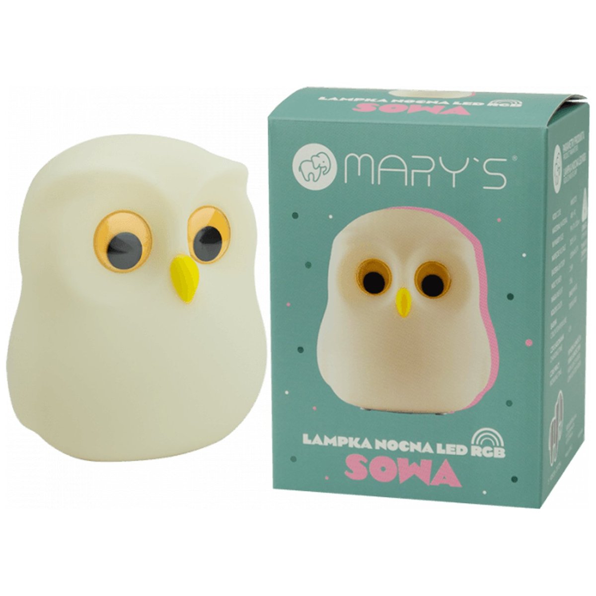 Veilleuse rechargeable Hibou blanc, jaune, noir, MARY'S