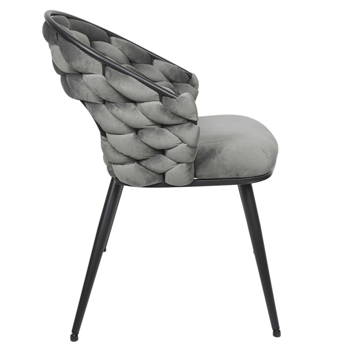 Lot de 2 chaises design avec assise tressée LUND gris, TOILINUX