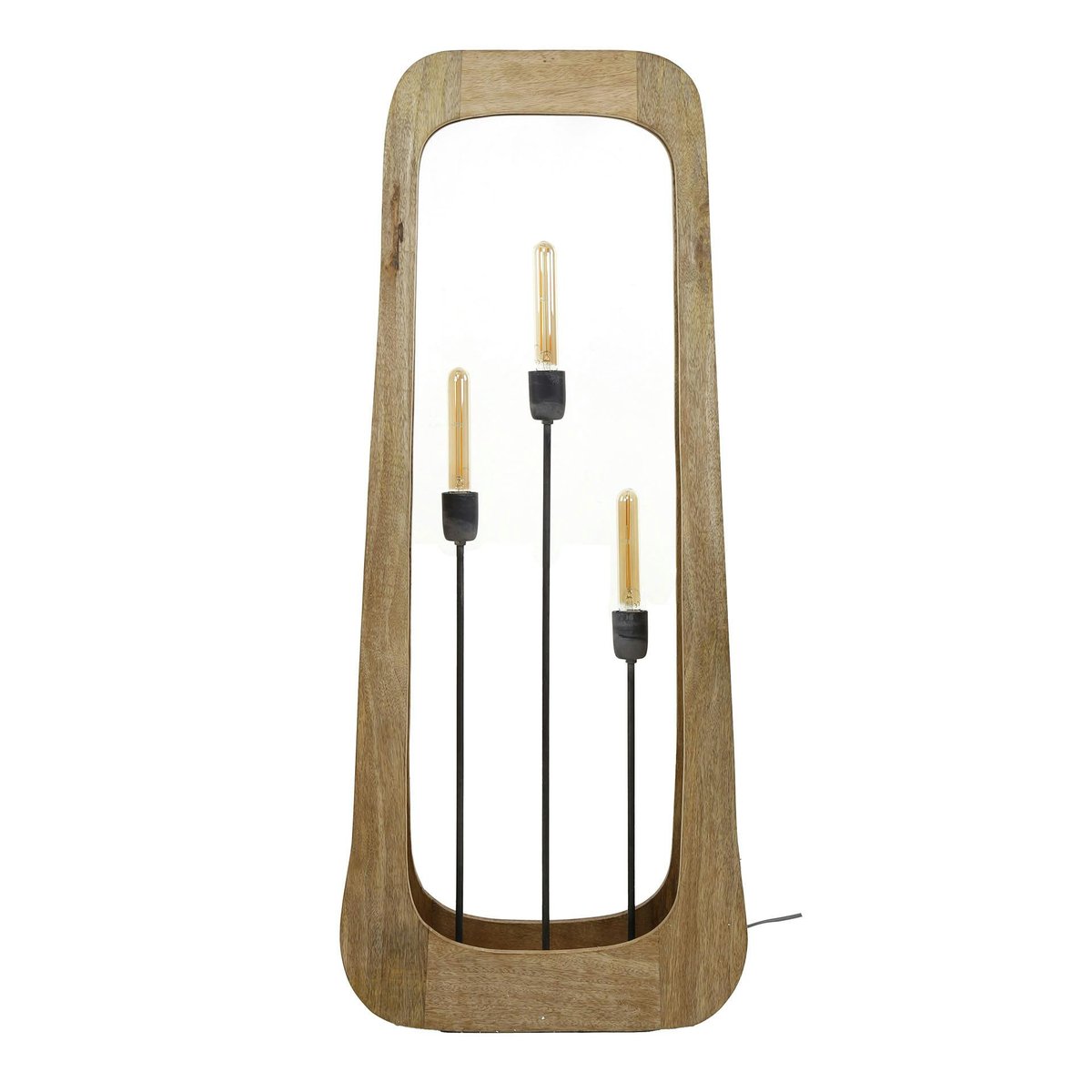 Lampadaire en bois de manguier forme organique 3 lampes LUCKNOW bois naturel, PIER IMPORT