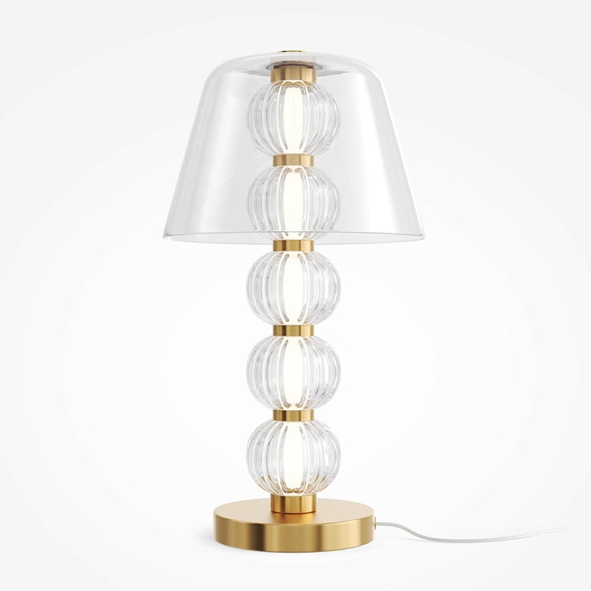 Lampe de table en verre - perles ciselées style rétro BELLA doré, PIER IMPORT