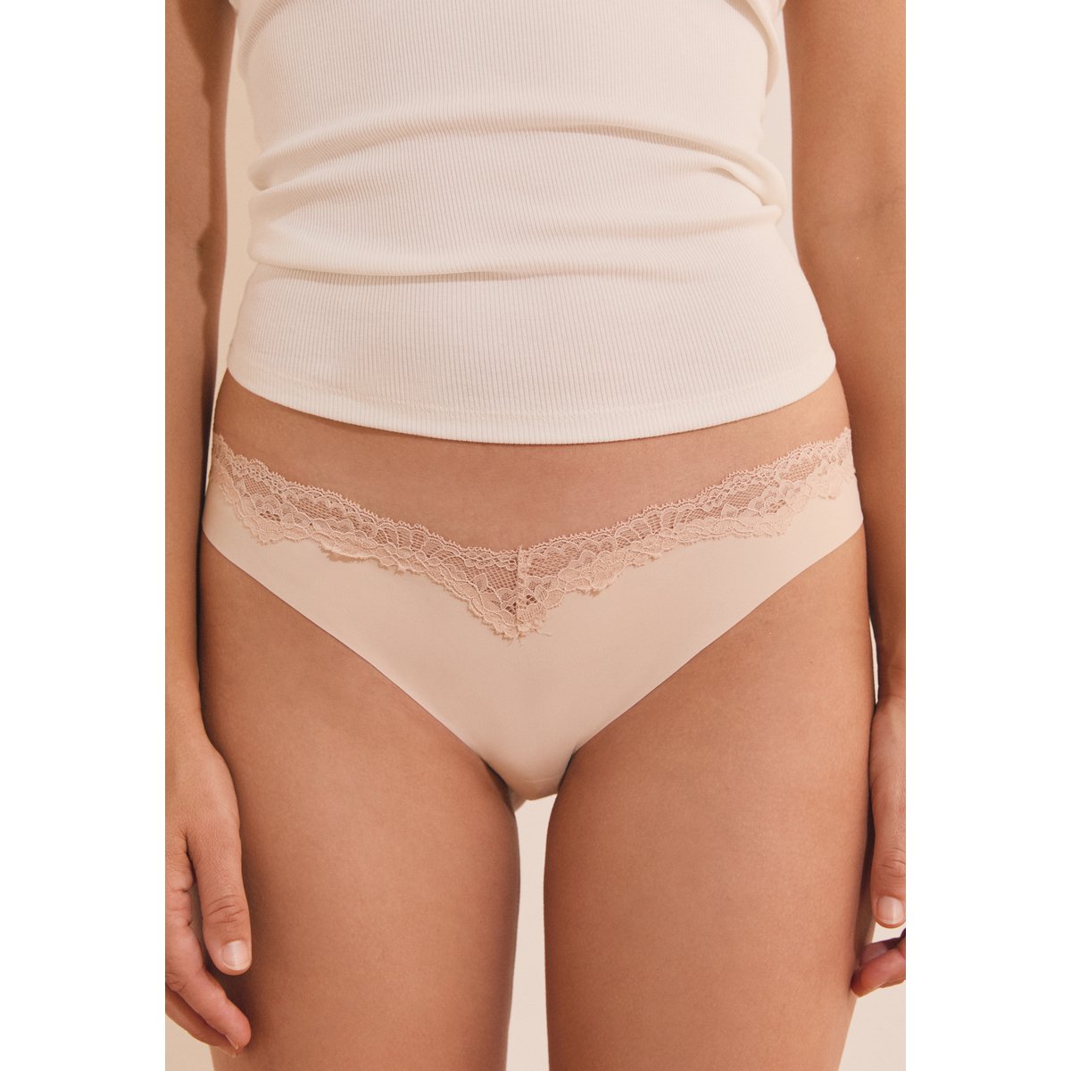 Culotte avec détail dentelle FARA lin, ETAM