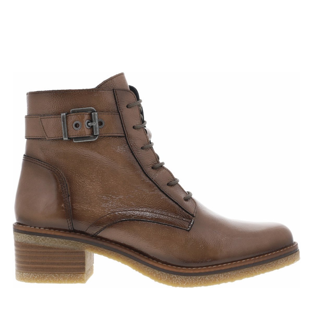 Boots en cuir taupe à semelle à talon décroché haut avec deux fermetures taupe, DORKING