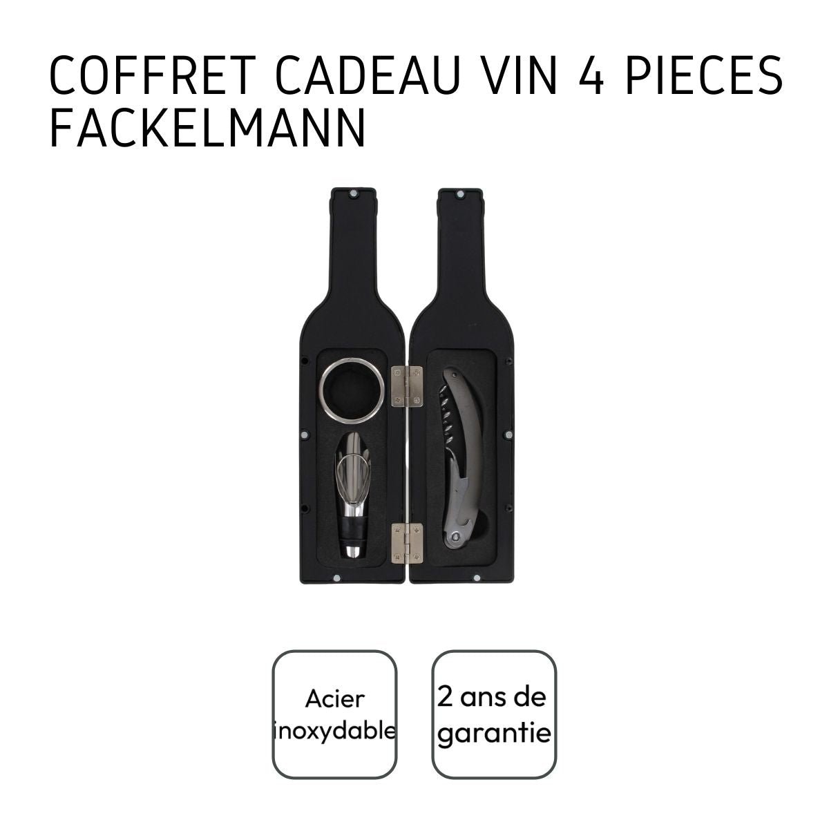 Coffret cadeau pour bouteille de vin inox,noir, FACKELMANN