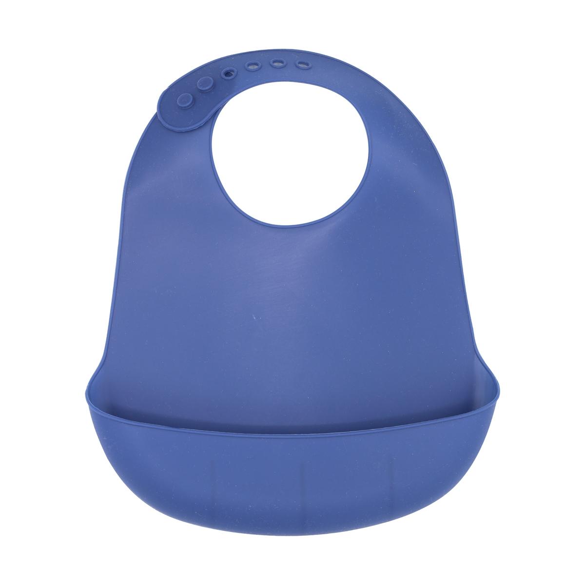 Bavoir avec récupérateur en silicone bleu, TROIS KILOS SEPT