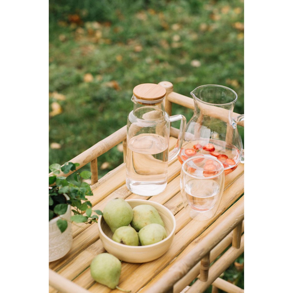 Carafe en Verre et Bouchon Bambou - 1L transparent, WADIGA