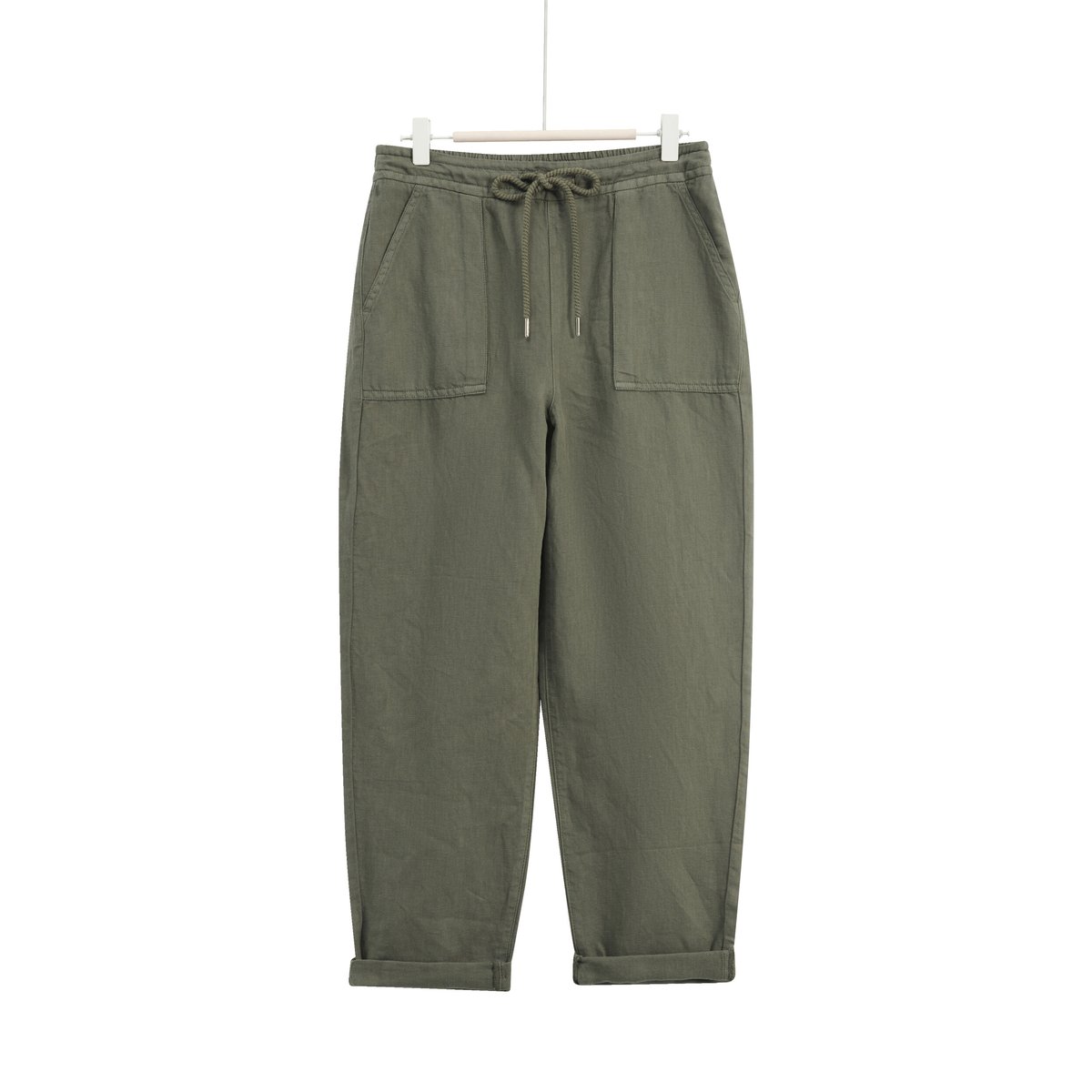 Pantalon droit en lin IGNACE vert kaki, CAROLL