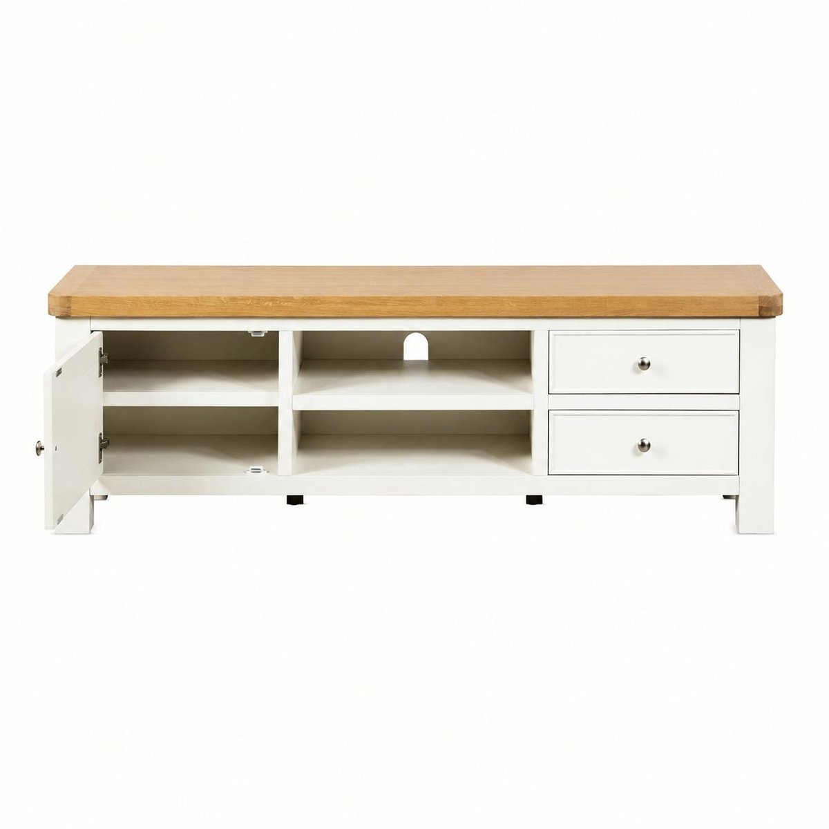 Meuble TV blanc 1 porte 2 tiroirs VELIA blanc, PIER IMPORT