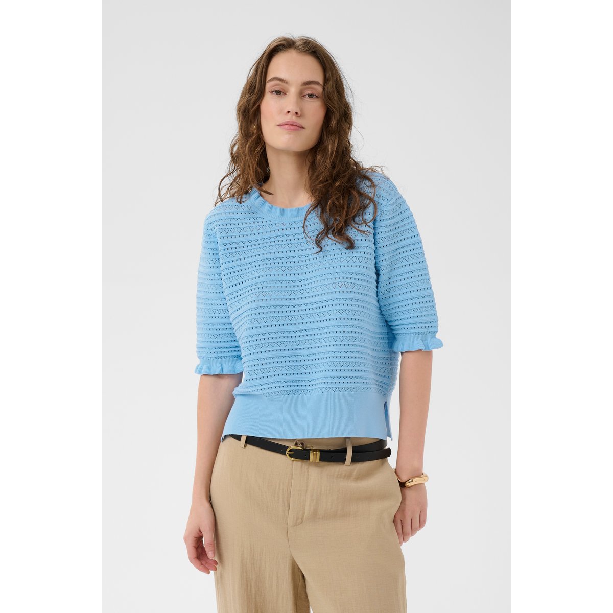 Pullover tricoté bleu powder blue, CULTURE