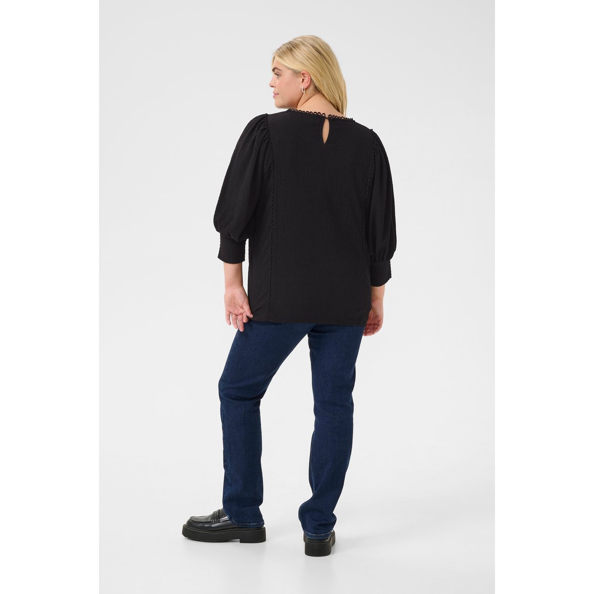 Blouse with long sleeve noir black, KAFFE CURVE