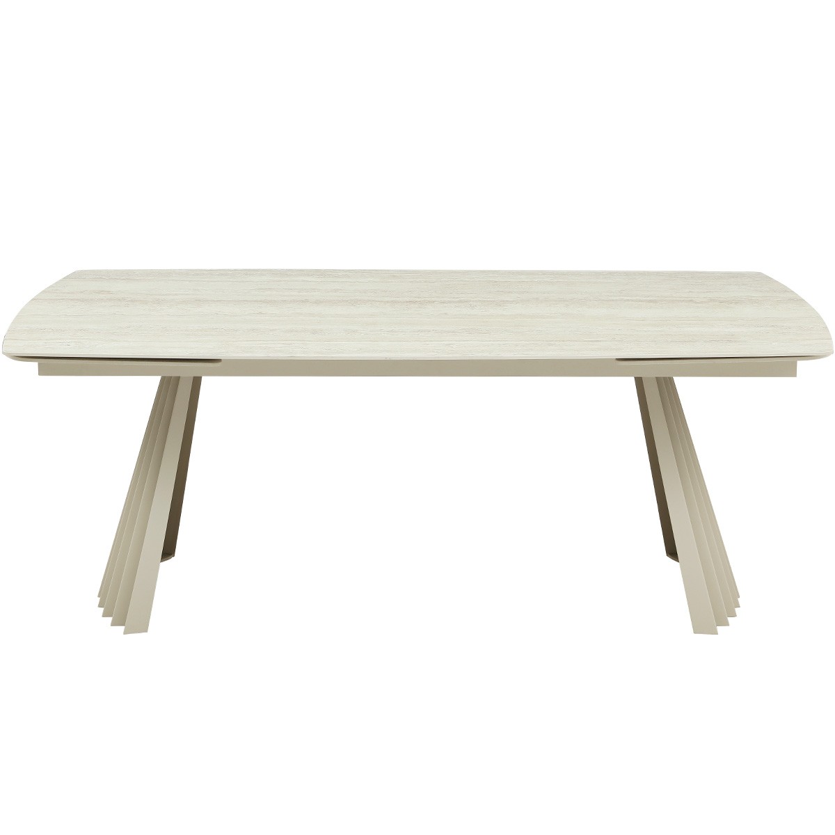 Table à manger extensible 8/12 couverts en céramique effet Travertin - BRUMA travertin, HOMIFAB