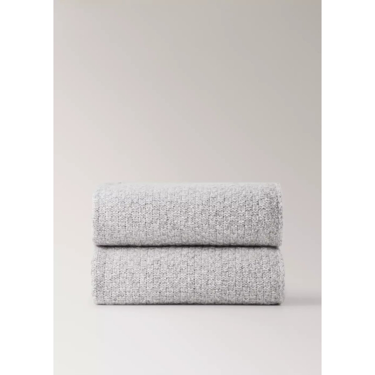 Plaid en grosse maille texturé gris, MANGO HOME