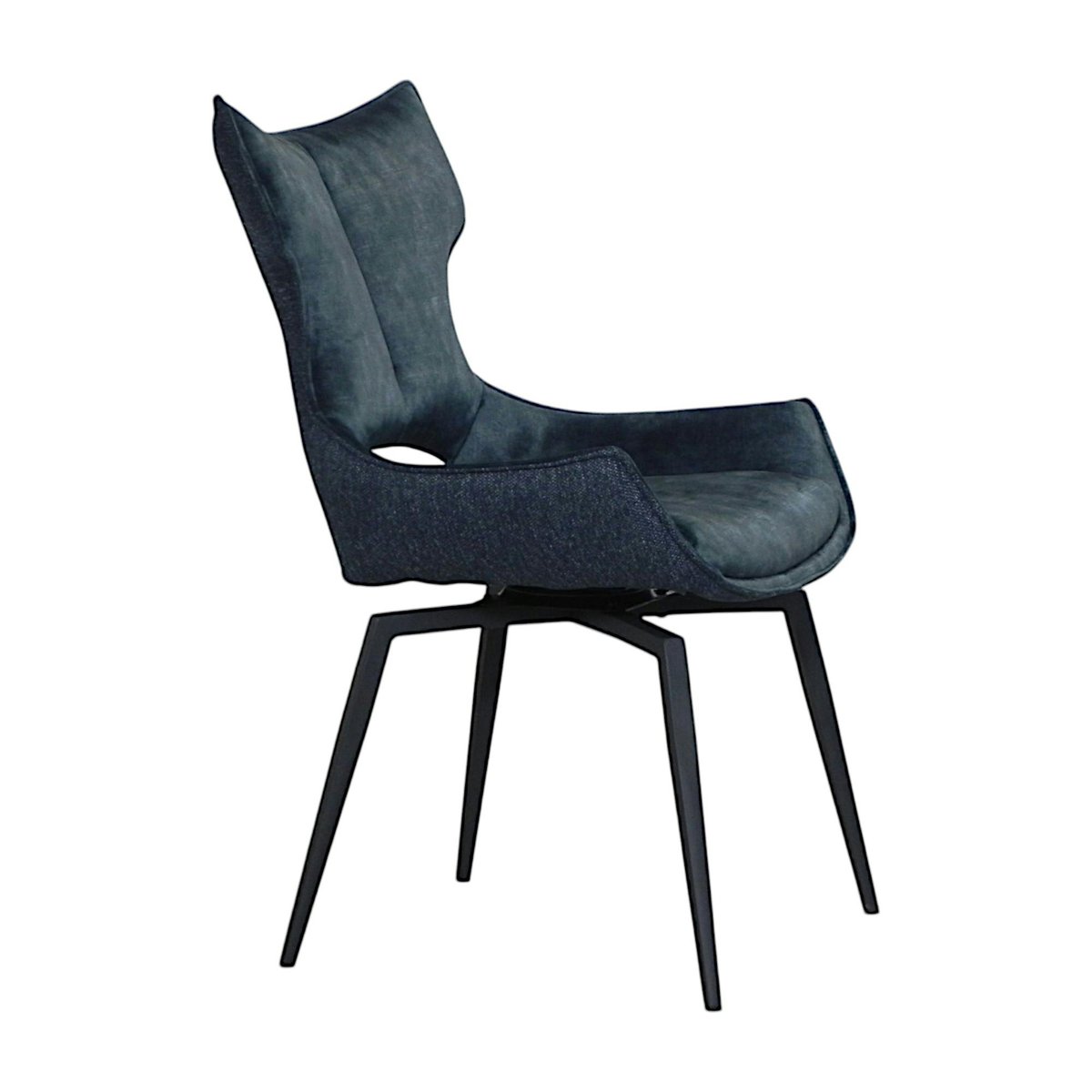 Chaise pivotante bleue bi-matière, dossier en T (lot de 2) LOMBARDIE bleu, PIER IMPORT