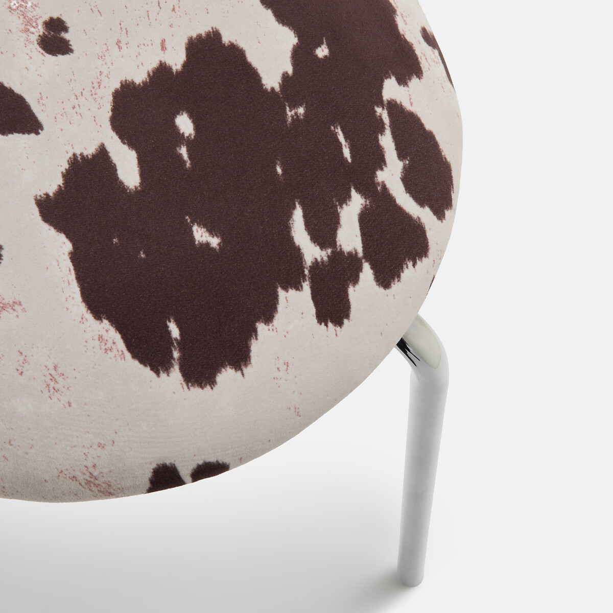 Tabouret, en chrome et tissu velours imprimé vache, AVINO imprimé vache, LA REDOUTE INTERIEURS