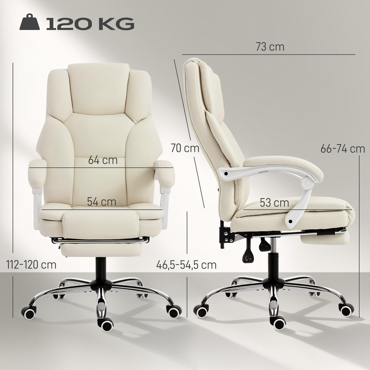 Chaise de bureau Cuir synthétique Beige beige, HOMCOM