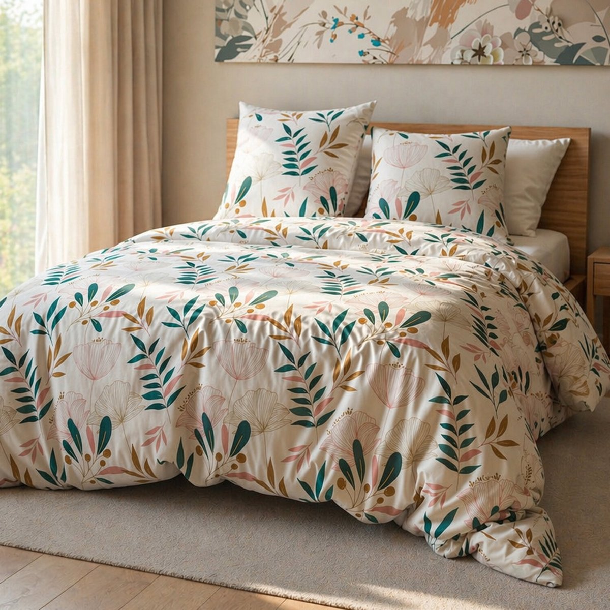 Parure housse de couette avec taie(s) en microfibre motif floral, CELIA multicolore, C DESIGN HOME TEXTILE
