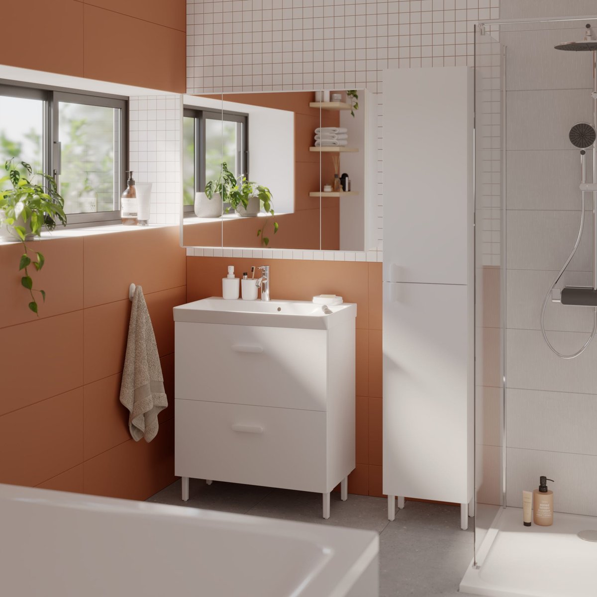 Armoire lumineuse avec variateur, EASY blanc mat, SENSEA