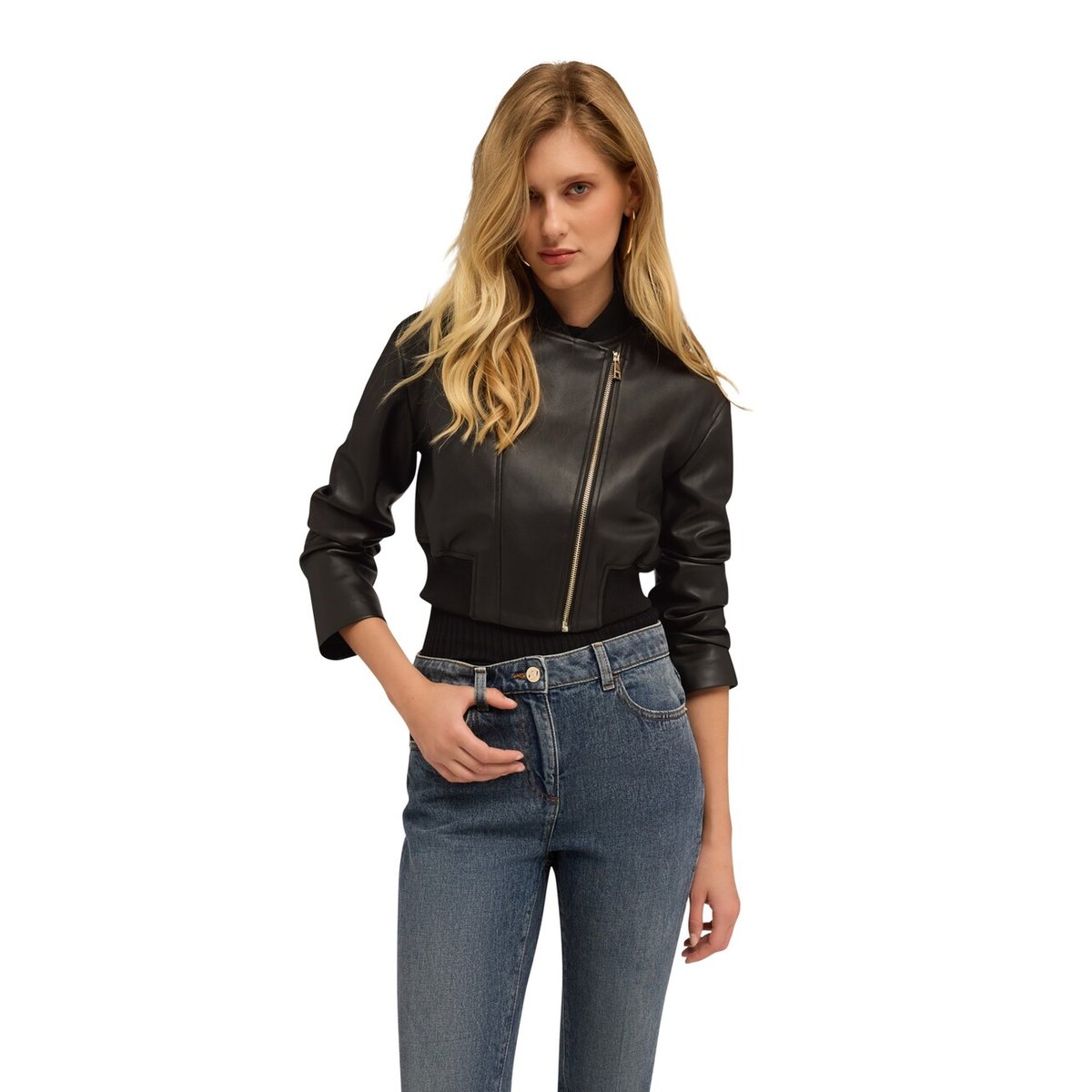 Blouson de motard court noir, MOTIVI