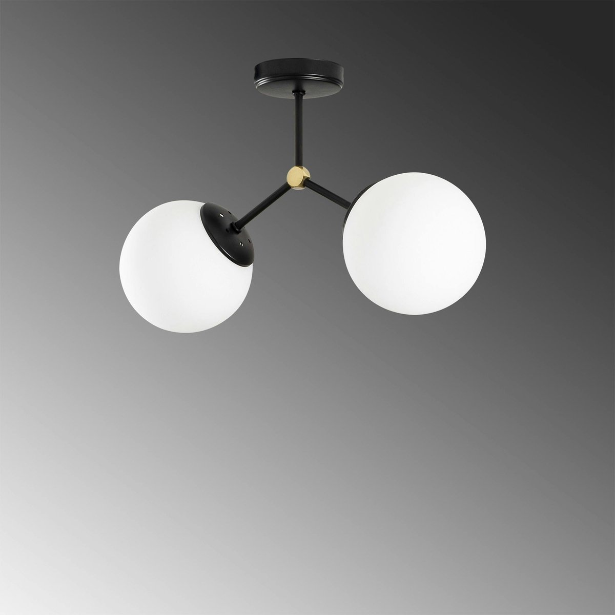 Plafonnier design 2 globes en verre SIERRE noir, PIER IMPORT