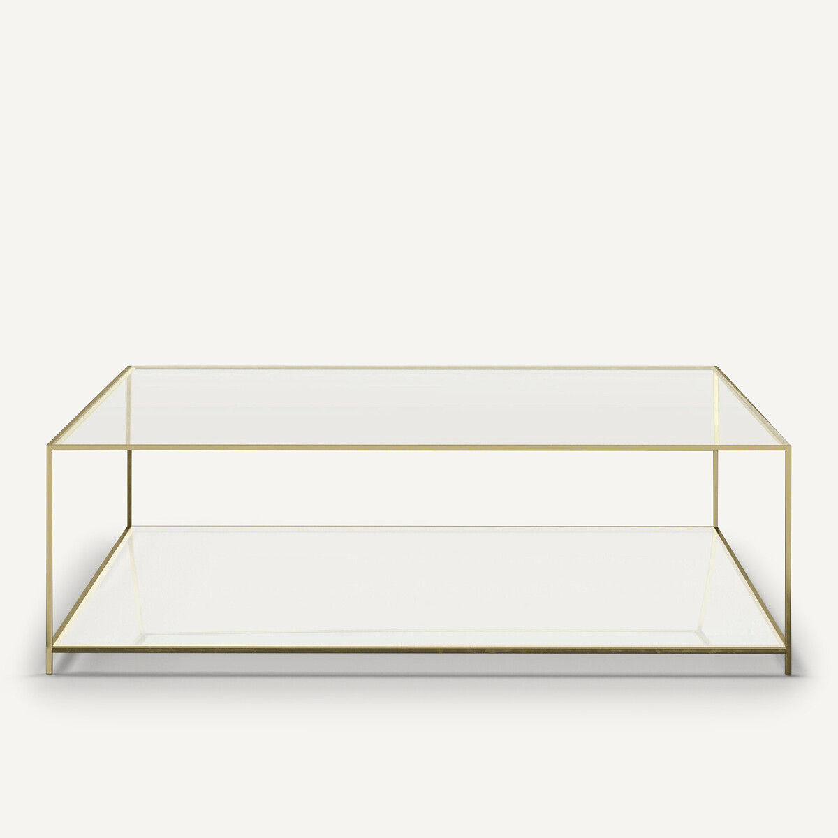 Table basse carrée verre trempé, Sybil laiton vieilli, AM.PM