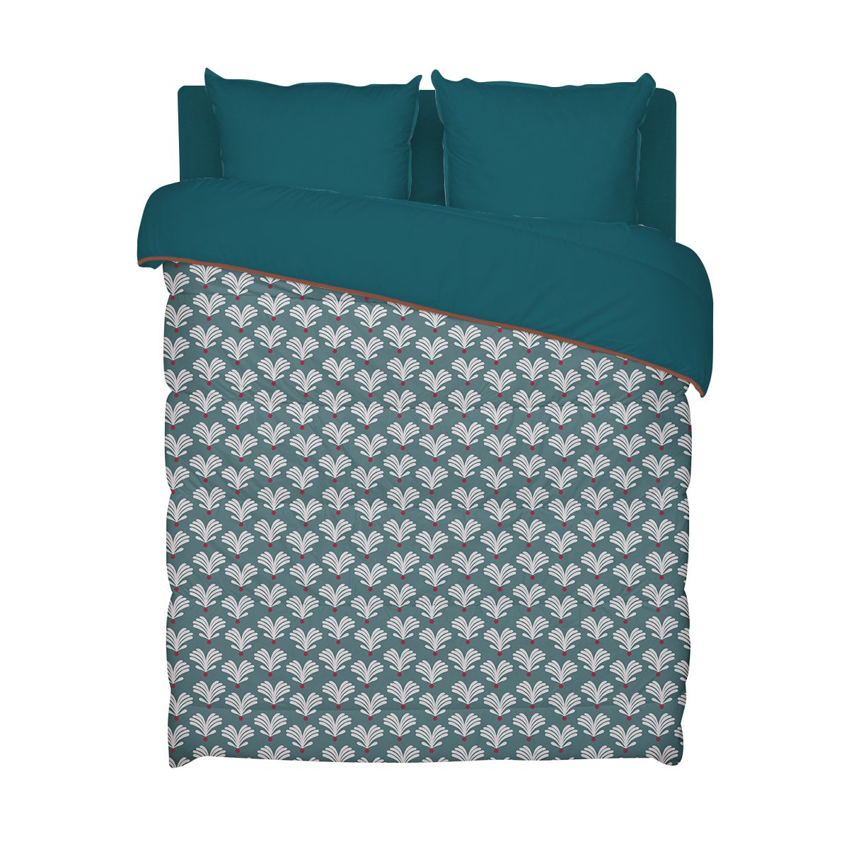 Couette imprimée microfibre chaude Sully bleu vert, BLEU CALIN