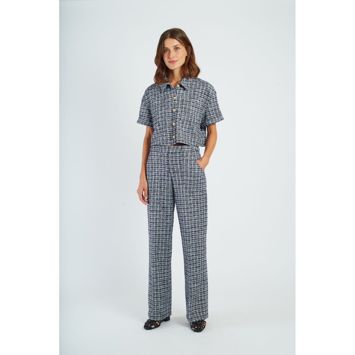 Chemise courte tweed ALICE marine, DERHY