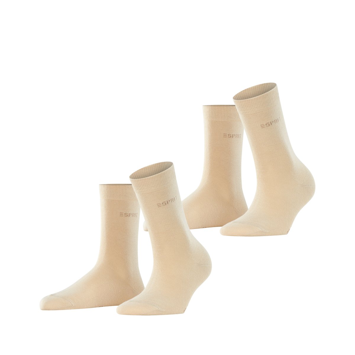 Chaussettes Uni 2-Pack Opaque creme, ESPRIT