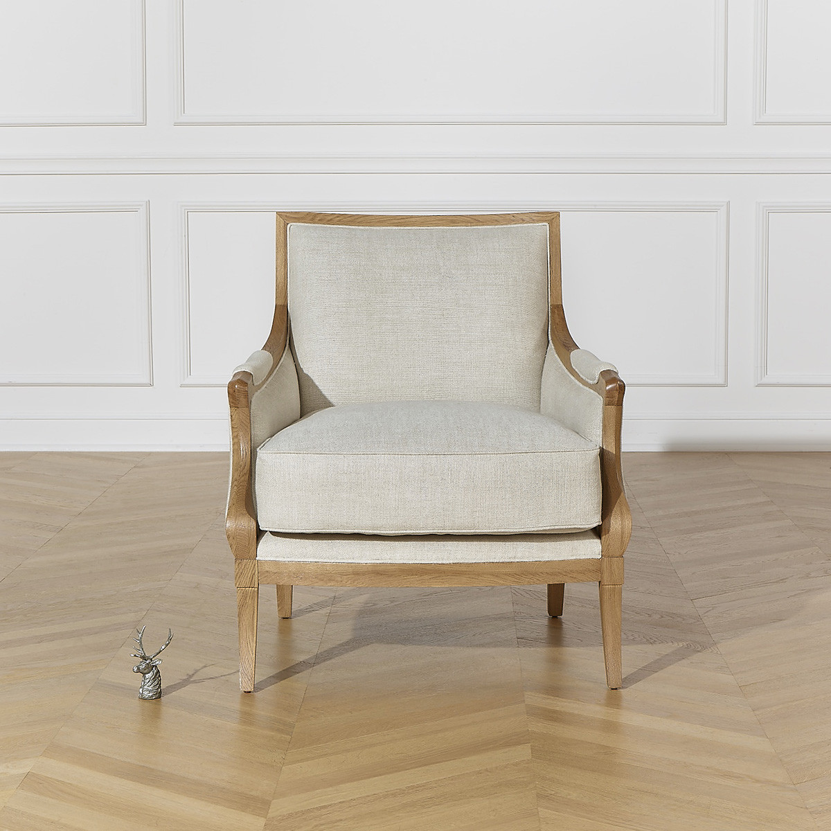 Fauteuil en chêne et tissu lin MONTANA lin, ROBIN DES BOIS