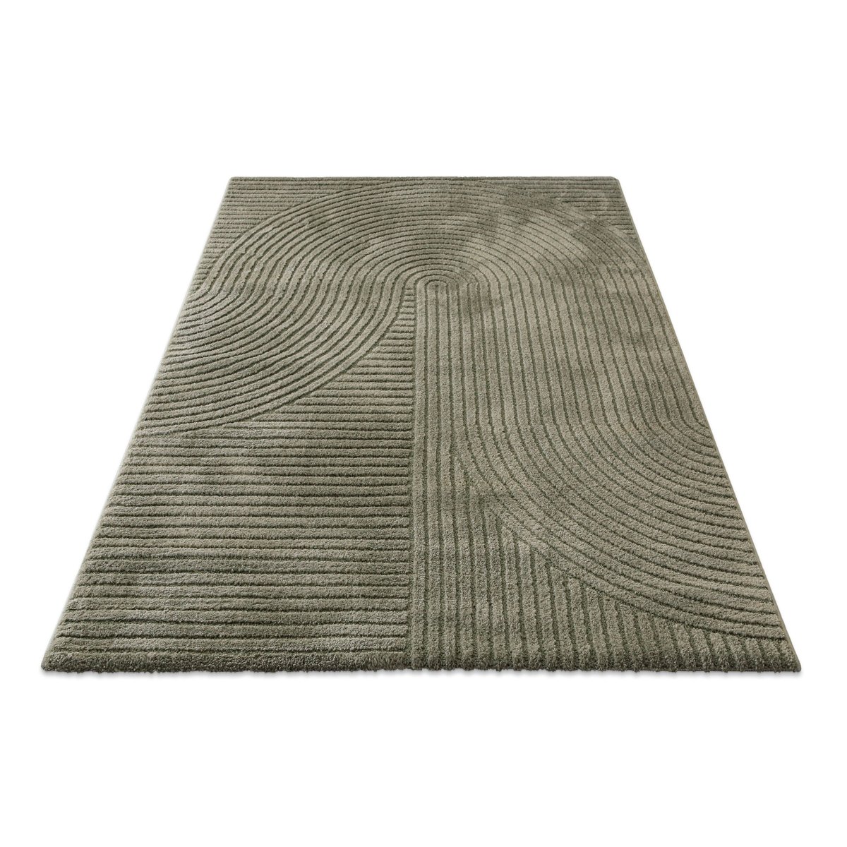Tapis à poils courts, motif 3D moderne ,  Bolen vert olive, WECON HOME