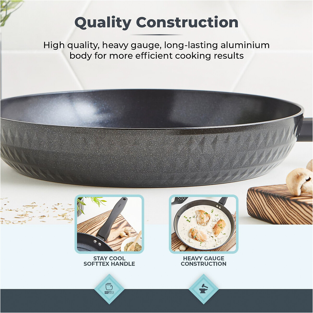 28cm Diamo Frying Pan with Black Diamond Coating black, TOWER