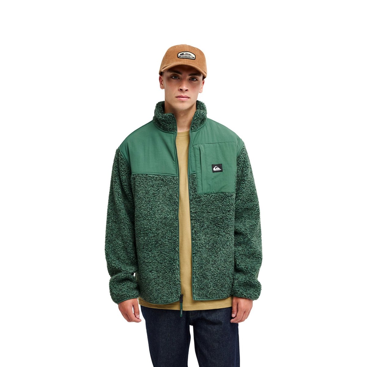Veste Sherpa à fermeture éclair vert SHALLOW WATER vert forest heather swallow water, QUIKSILVER